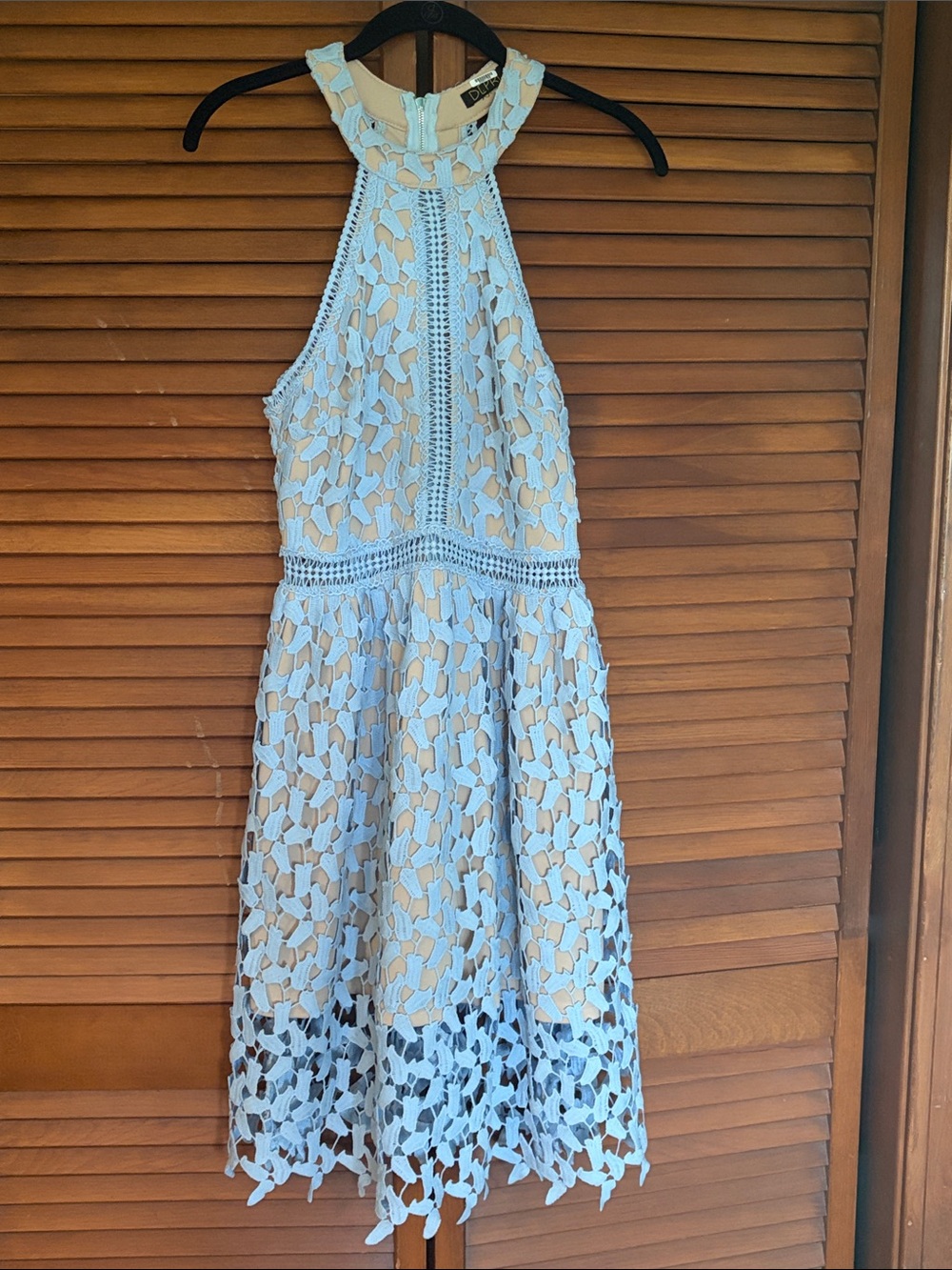 Halter Lace Midi Dress in Light Blue